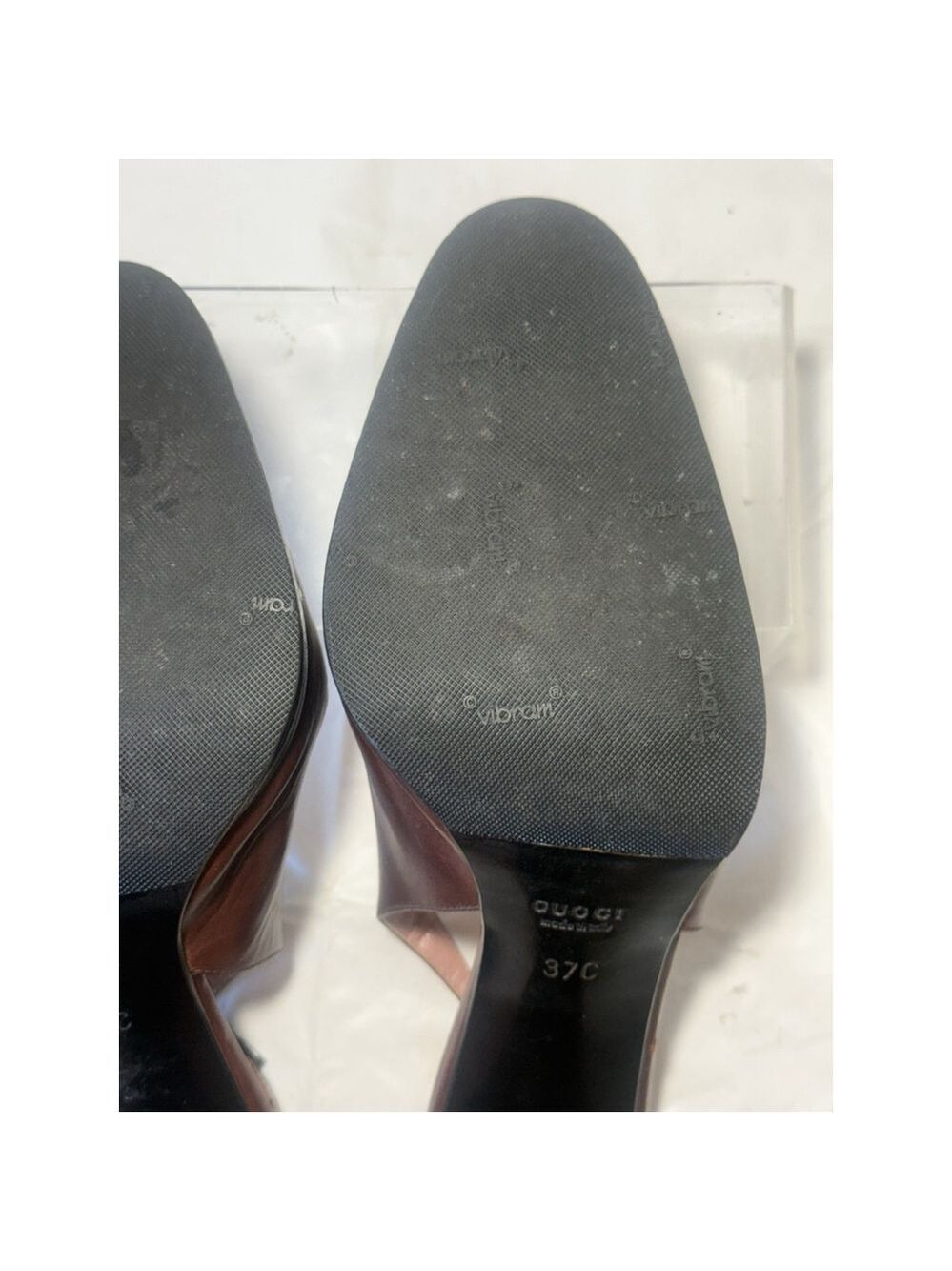GUCCI Slingback Heels Closed Toe Brown Leather Shoes Sandals US 7 EU 37 C - Picture 16 of 16